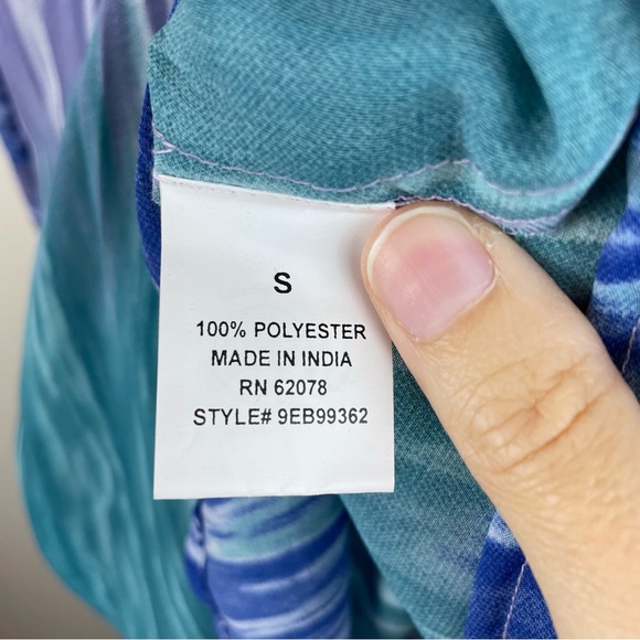 Shenanigans Blue Purple Green Stripe Ombre Long Sleeve Blouse Top New Women - Picture 7 of 7